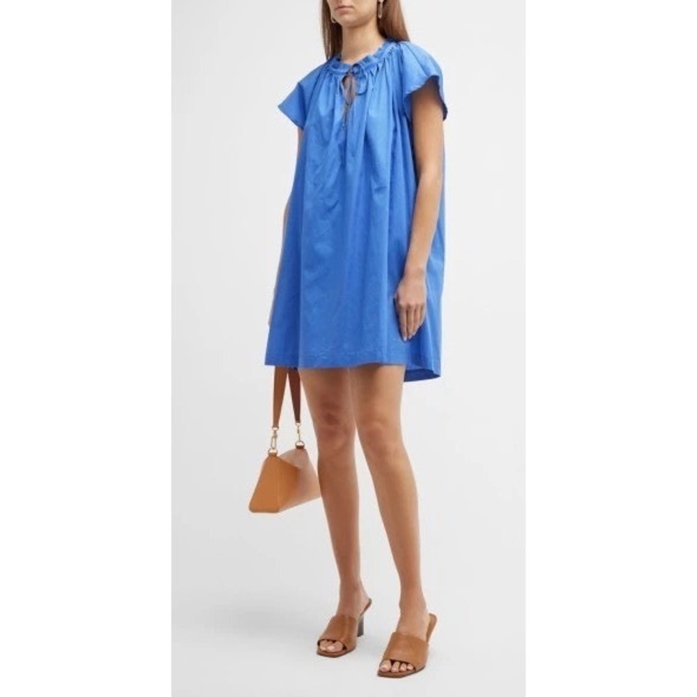 Harshman NEW Kuniyoshi Ruched Keyhole Mini Dress Indigo Blue Size‎ Small